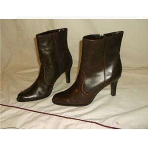 Audrey Brooke Brown Leather Heeled Ankle Boots Size 7.5 M